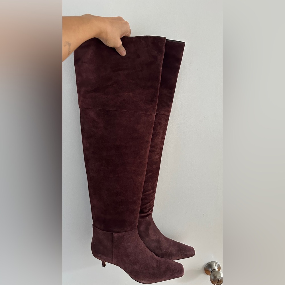 NWT LEATHER Reformation Roxanne Over The Knee Boot Brown - Size 11